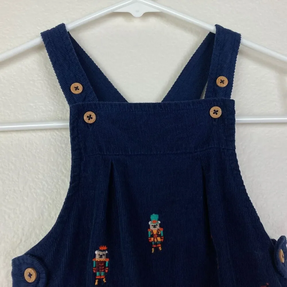 Next Baby Blue Corduroy Snap Overalls Dungarees Size 3-6 Mo Toy Soldier Bears